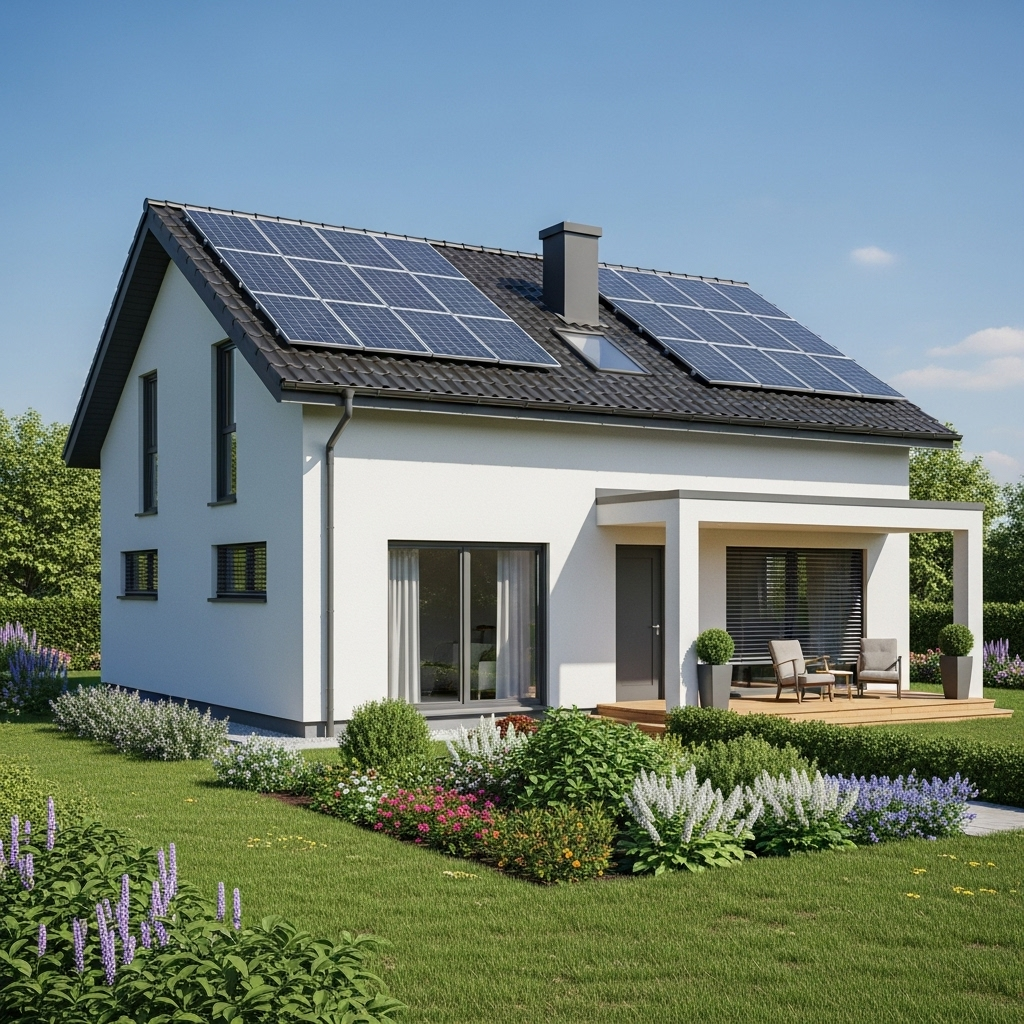 Maison avec panneaux solaires